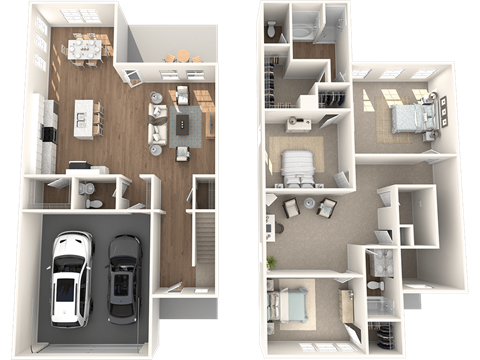 a rendering of a house and a car in a floor plan